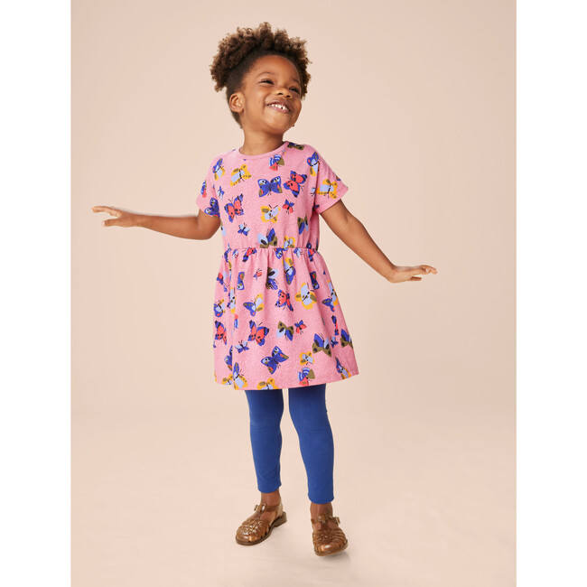 Short Sleeve Twirl Dress, Pink Butterfly - Dresses - 2