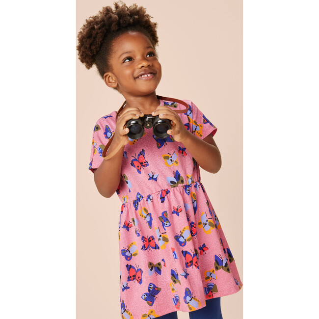 Short Sleeve Twirl Dress, Pink Butterfly - Dresses - 5
