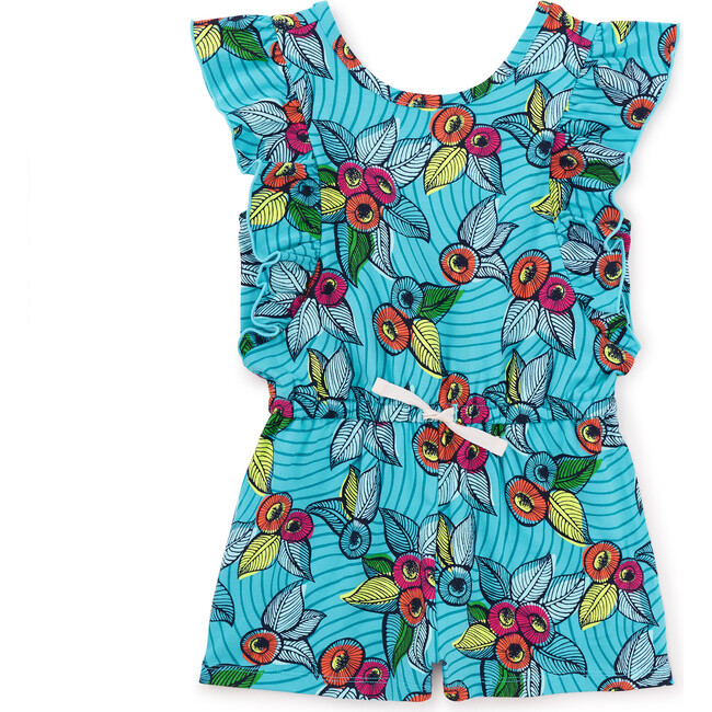 Flutter Sleeve Romper, Blue 1 - Rompers - 1