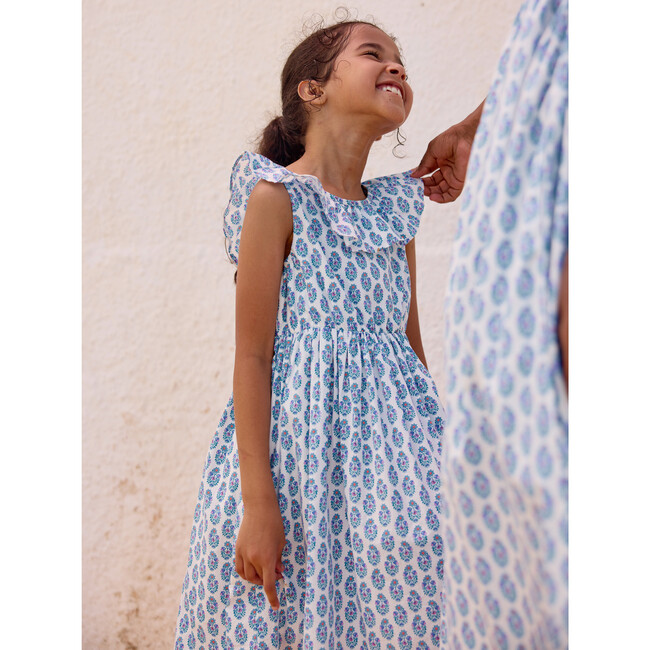 Ruffle Hi-Lo Dress, Blue - Dresses - 4