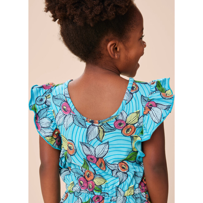 Flutter Sleeve Romper, Blue 1 - Rompers - 4