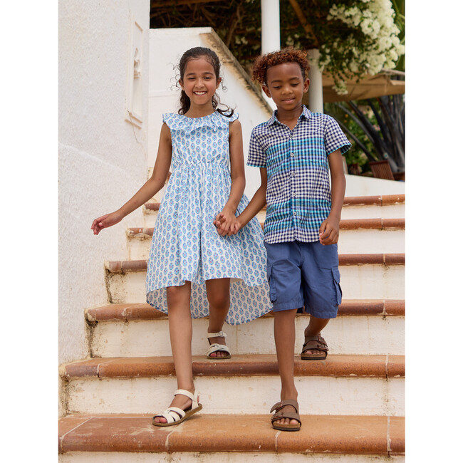 Ruffle Hi-Lo Dress, Blue - Dresses - 5