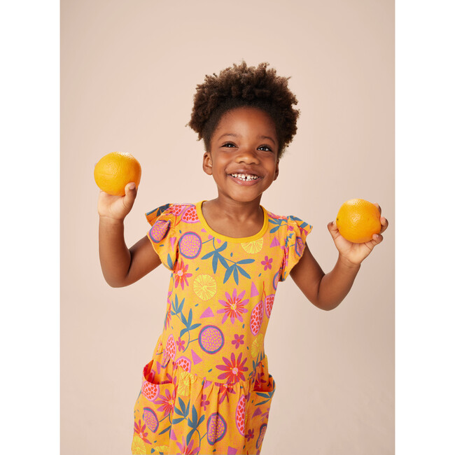 open lace back dress Orange Floral Printed Smocked Flutter Sleeve Midi Dress *FINAL SALE* – SSYS main image 1