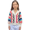 Luna Vertical Chevron Stitch Crop Cardigan, Multicolors - Cardigans - 1 - thumbnail