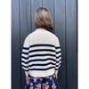 Isla Stripes Blouson Sleeve Crop Cardigan, Ivory & Navy - Cardigans - 3