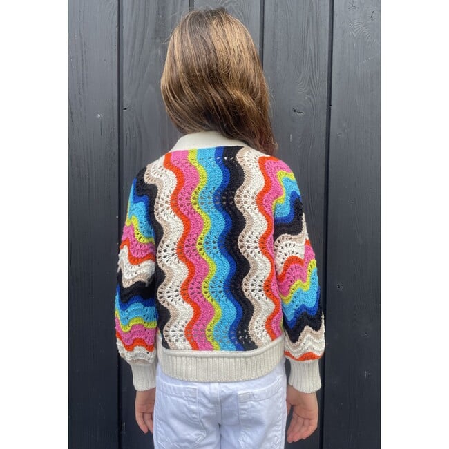 Luna Vertical Chevron Stitch Crop Cardigan, Multicolors - Cardigans - 5