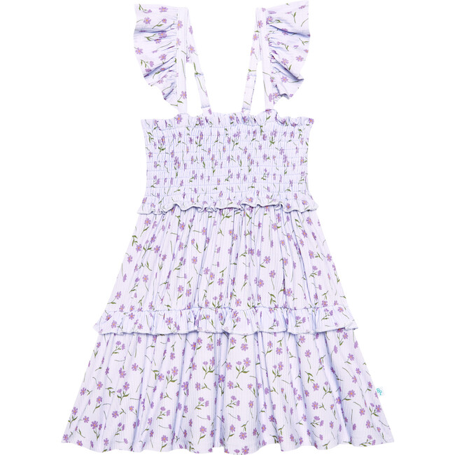 Jeanette Smocked Flutter Sleeve Babydoll Dress, Purple
