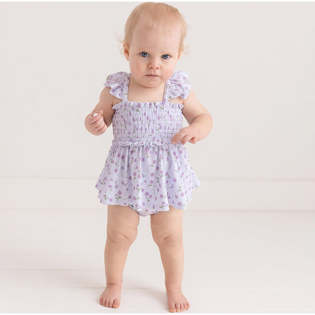 Jeanette Smocked Flutter Sleeve Babydoll & Bloomer Set, Purple - Mixed Apparel Set - 7