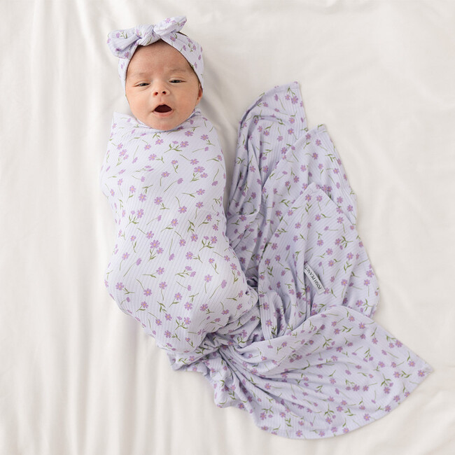 Jeanette Infant Swaddle & Headwrap Set, Purple - Swaddles - 5