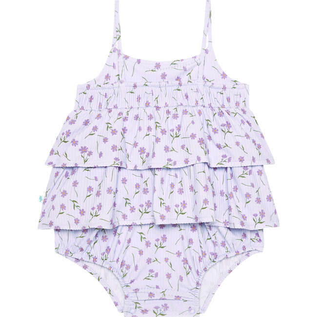 Jeanette Basic Ruffled Spaghetti Romper, Purple - Rompers - 2