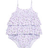 Jeanette Basic Ruffled Spaghetti Romper, Purple - Rompers - 2