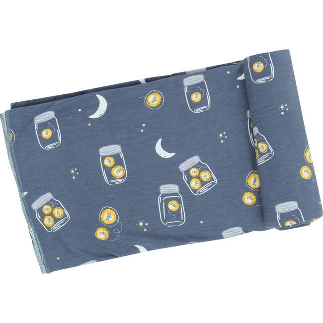 Fireflies Swaddle Blanket, Blue