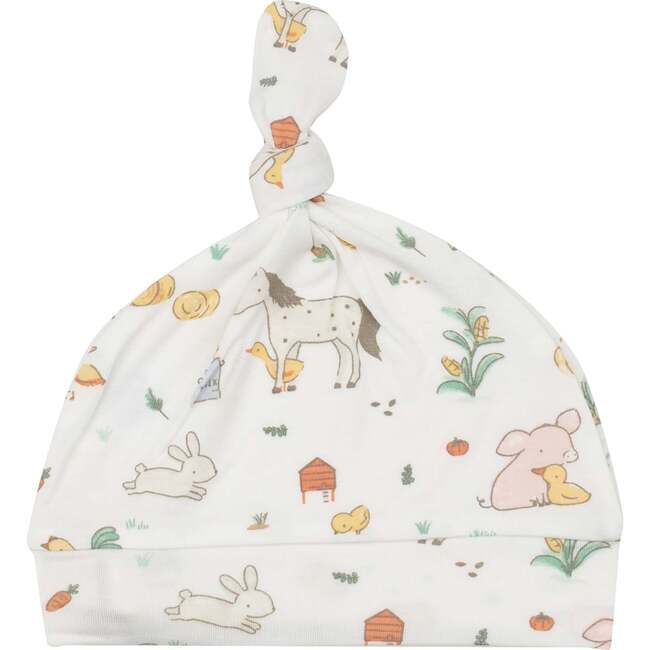 Farm Babies Knotted Hat, White