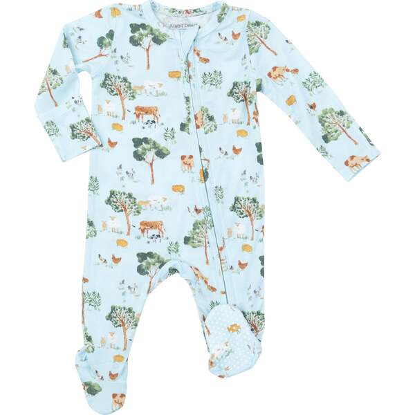 Angel Dear 2 way zipper footie- Blue Dino main image 1