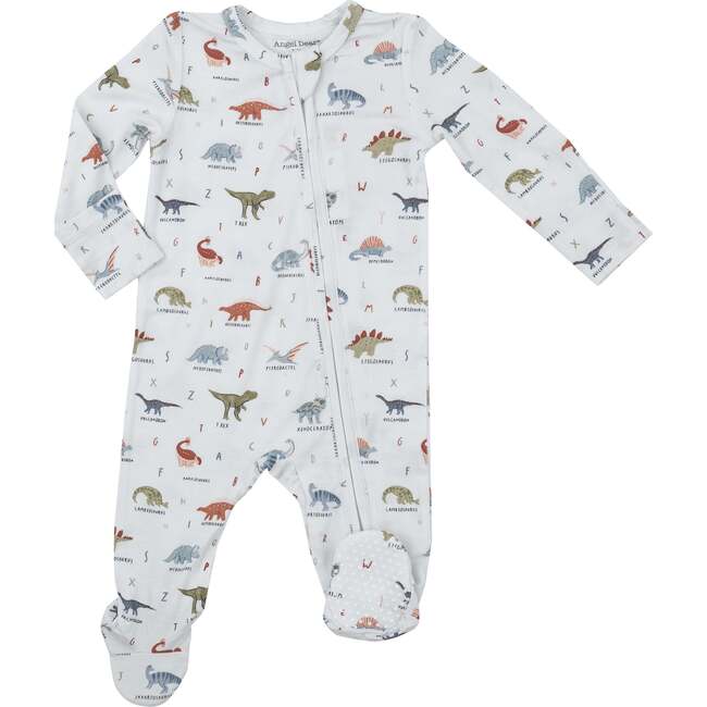 Dinosaur Abc 2 Way Zipper Footie, Blue - Footie Pajamas - 1