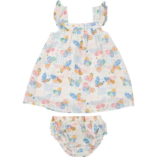 Butterfly Patch Sundress & Diaper Cover, Multi