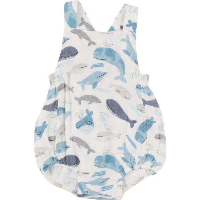 Blue Whales Retro Sunsuit, Blue