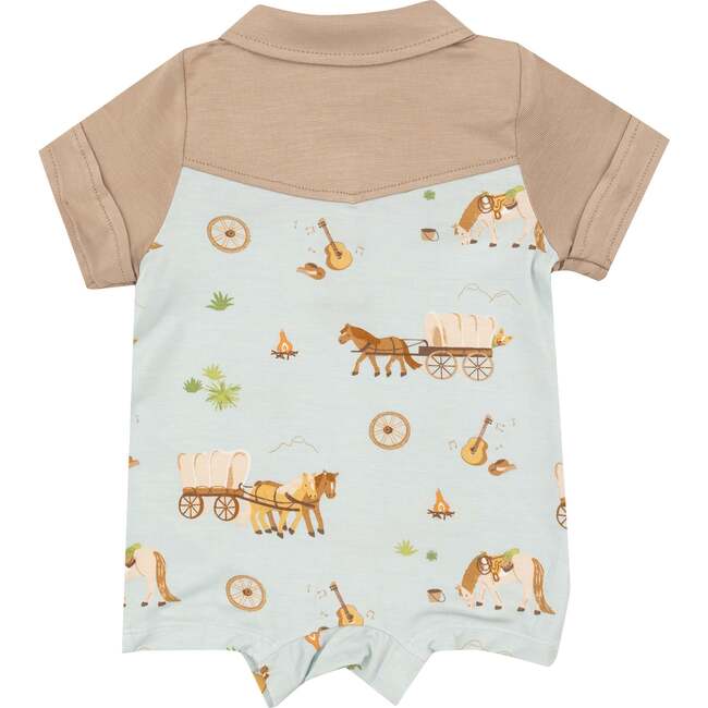 Covered Wagon Cowboy Shortie, Blue - Rompers - 2