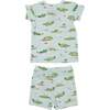 Alligator Short Lounge Wear Set, Green - Mixed Apparel Set - 3