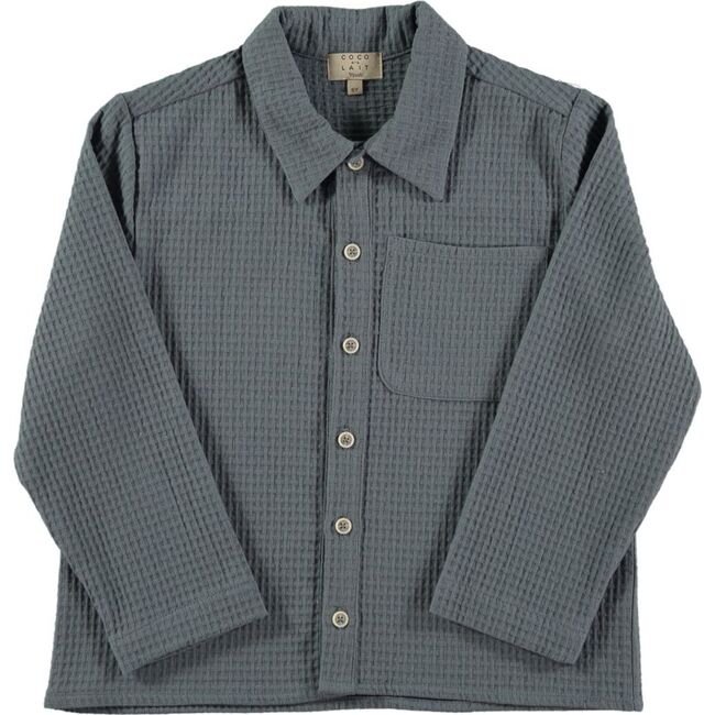Checked Classic Collar Patch Pocket Overshirt, Blue