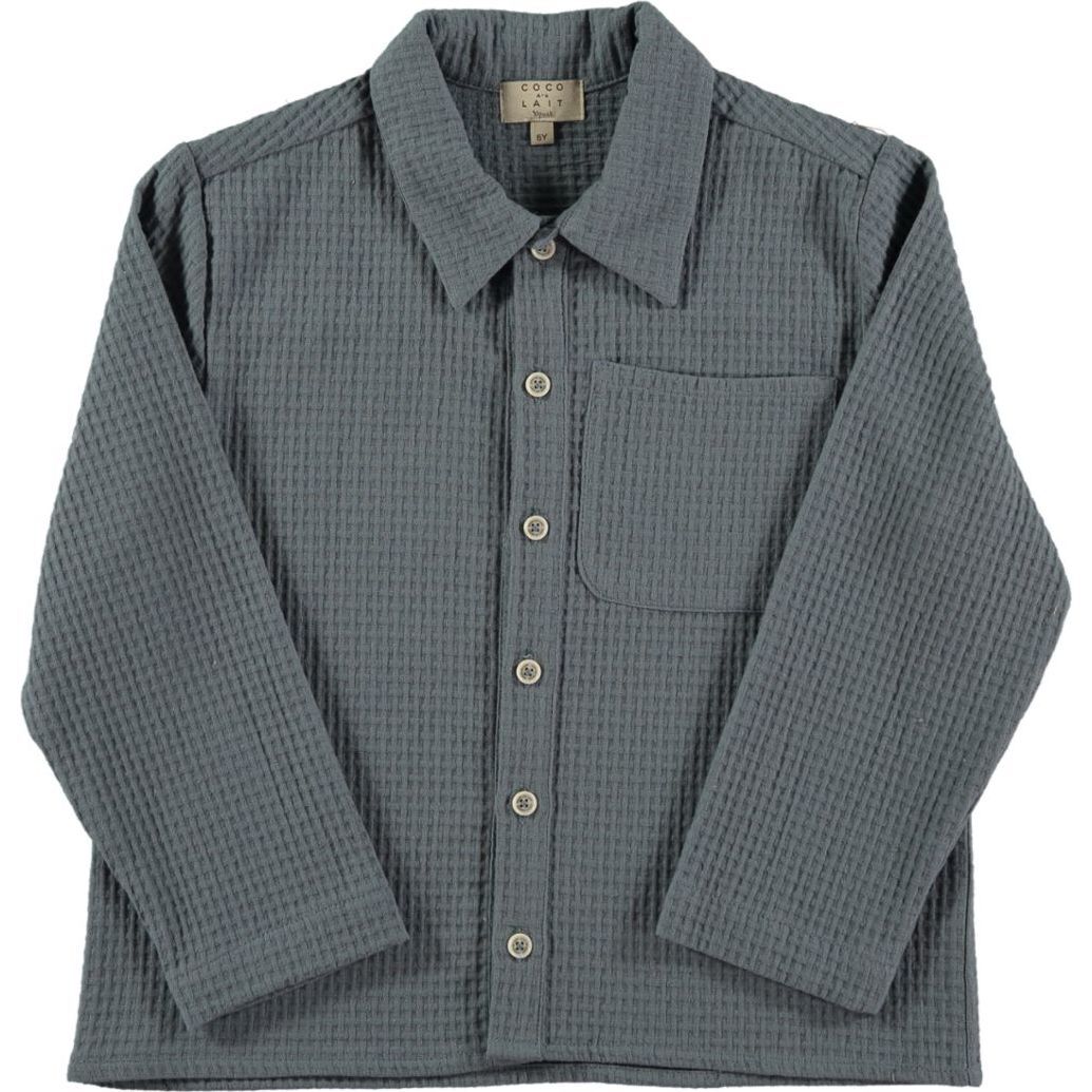 Checked Classic Collar Patch Pocket Overshirt, Blue - Shirts - 1