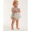 Double Gauze Smocked Shoulder Romper, Glacier Gray Light Blue - Blouses - 2