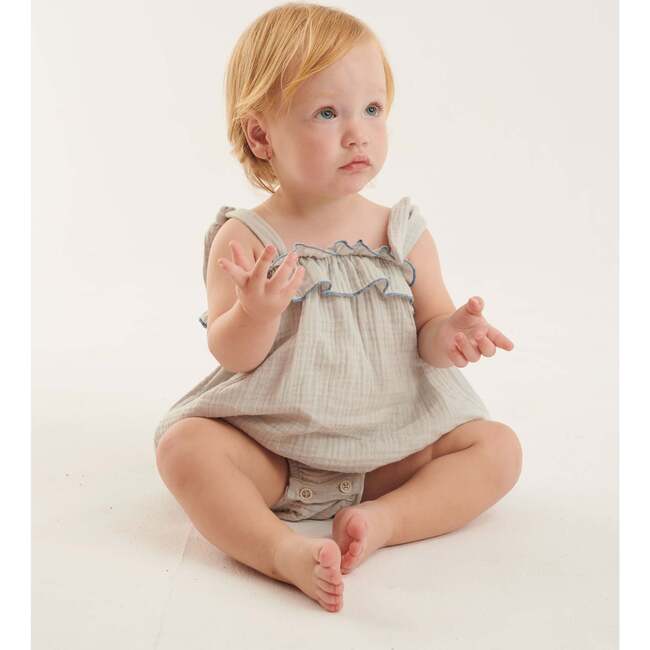 Double Gauze Smocked Shoulder Romper, Nude - Rompers - 2