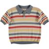 Knit Stripes Short Sleeve Polo T-Shirt, Multicolors - Polo Shirts - 1 - thumbnail