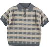 Checked Short Sleeve Polo T-Shirt, Blue - Polo Shirts - 1 - thumbnail