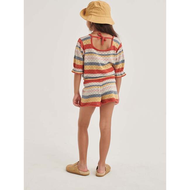 Mini Openwork Knit Stripes Shorts, Multicolors - Shorts - 3