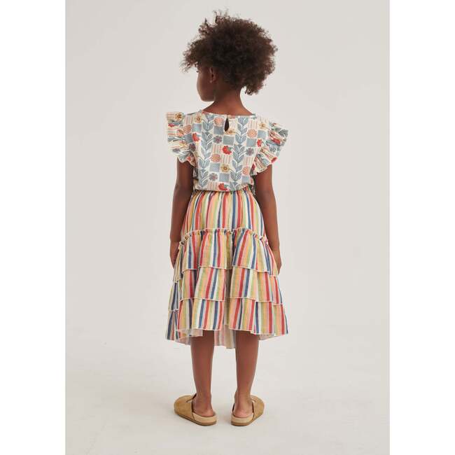 Stripes Double Gauze 3-Tired Ruffle Skirt, Multicolors - Skirts - 4