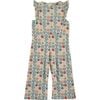 Tiles Floral & Geometric Print Ruffle Sleeve Jumpsuit, Grey & Multicolors - Jumpsuits - 1 - thumbnail