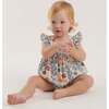 Tiny Flora All-Over Print Balloon Sleeve Romper, Green - Rompers - 3