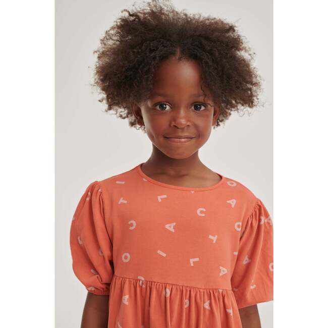 Coco All-Over Print Round Neck Balloon Sleeve Dress, Burnt Sienna - Dresses - 3