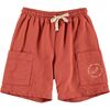 Patch Pockets Drawstring Sweatshirt Shorts, Burnt Sienna - Shorts - 1 - thumbnail