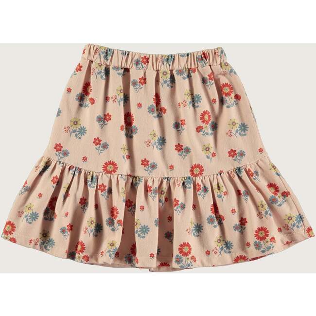 Flora Print Ruffle Tire Sweatshirt Skirt, Pink - Skirts - 2