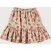 Flora Print Ruffle Tire Sweatshirt Skirt, Pink - Skirts - 2