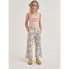 Tiles Floral & Geometric Print Wide-Leg Trousers, Grey & Multicolors - Pants - 3