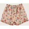 Floral Print Ruffle Hem Sweatshirt Shorts, Pink - Shorts - 3