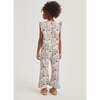 Tiles Floral & Geometric Print Ruffle Sleeve Jumpsuit, Grey & Multicolors - Jumpsuits - 4