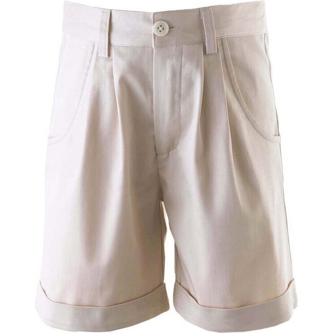 Tailored Zip-Fly Shorts, Tan