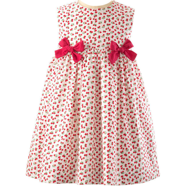 Mini Strawberry Gathered Skirt Dress, Red