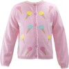 Ice Cream Print Ric Rac Trim Cardigan, Pink & Multicolors - Cardigans - 1 - thumbnail