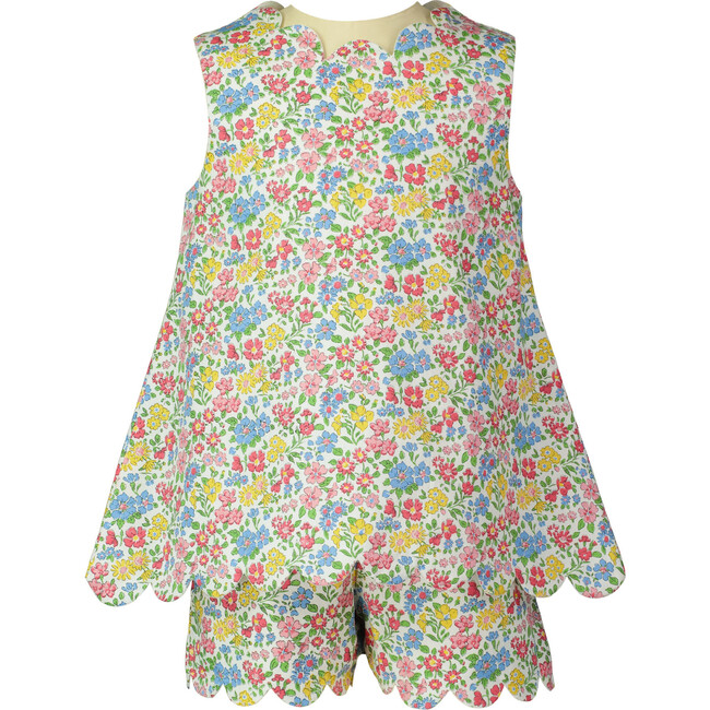 Floral Sleeveless Scalloped Top & Shorts Set, Multicolors