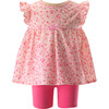 Flowerette Print Top & Short Set, Pink - Mixed Apparel Set - 1 - thumbnail