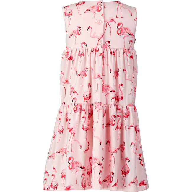 Flamingo Print Sleeveless Tiered Jersey Dress, Pink - Dresses - 2