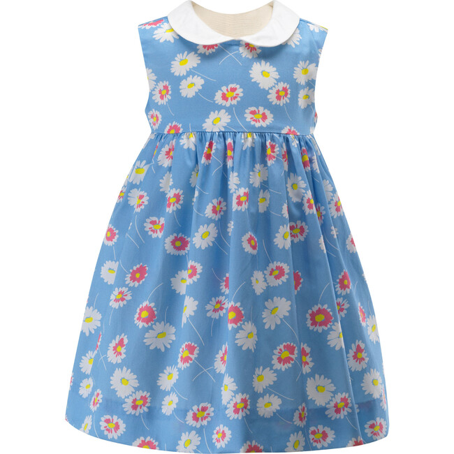Daisy Peter Pan Collar Sleeveless Dress & Bloomers, Blue