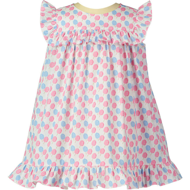 Cotton Candy Print Sleeveless Frill Dress, Pastel Pink & Blue