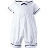 Classic Sailor Short Sleeve Babysuit, Navy & Ivory - Rompers - 1 - thumbnail