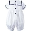 Classic Sailor Short Sleeve Babysuit, Navy & Ivory - Rompers - 2